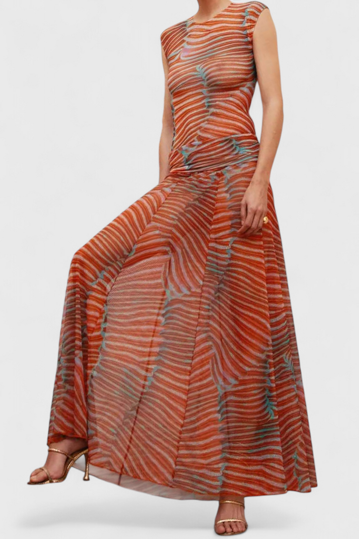 Silvina Ensemble Rétro en Maille avec Imprimé Wave et Coupe Fluide