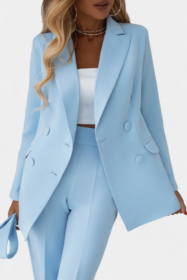 Ensemble Urbain Julia de Blazer et Pantalon à Coupe Régulière