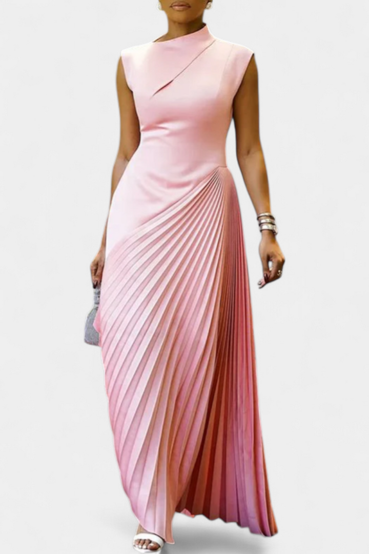 Elyna Robe Maxi Asymétrique Sans Manches avec Col Montant