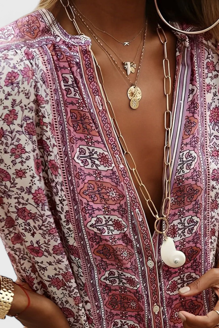Robe Longue Boho Chinara avec Broderie Ethnique et Silhouette Décontractée