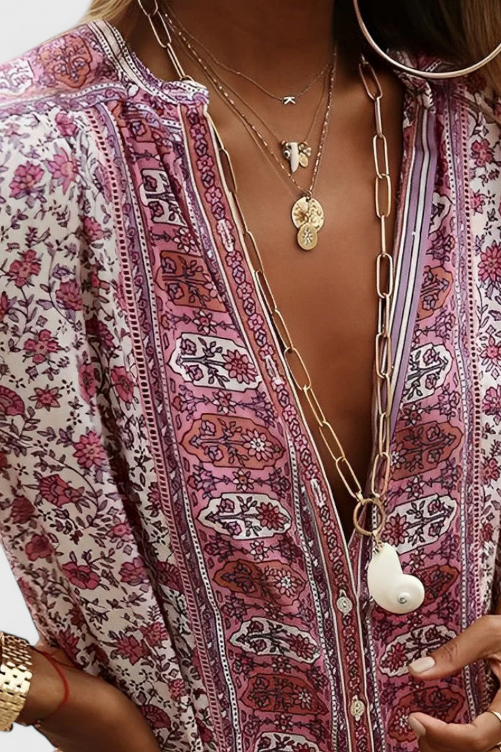 Robe Longue Boho Chinara avec Broderie Ethnique et Silhouette Décontractée