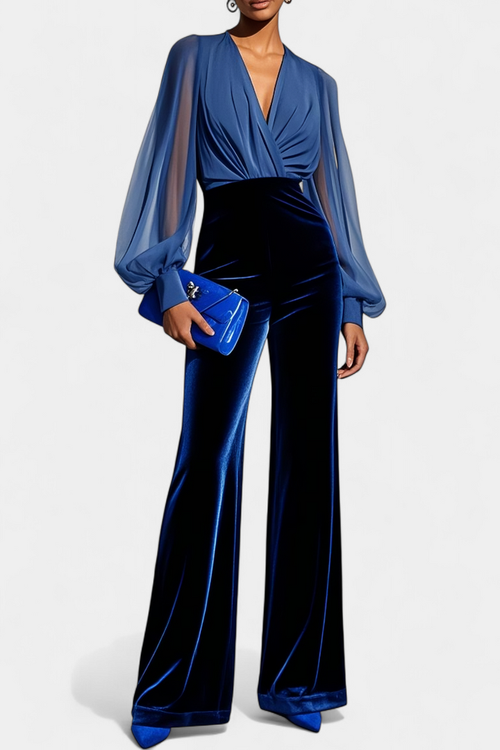 Analisse Mono à Décolleté en V avec Pantalon Large