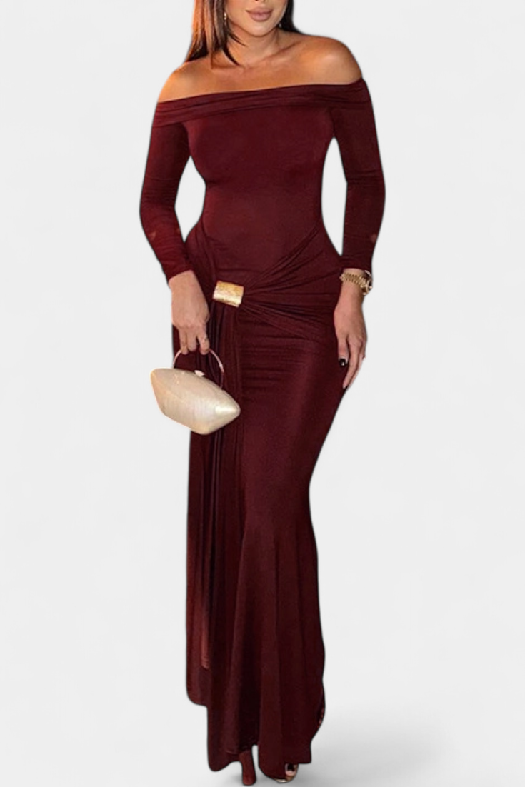 Robe Croisée à Une Épaule Vesna avec Manches Longues