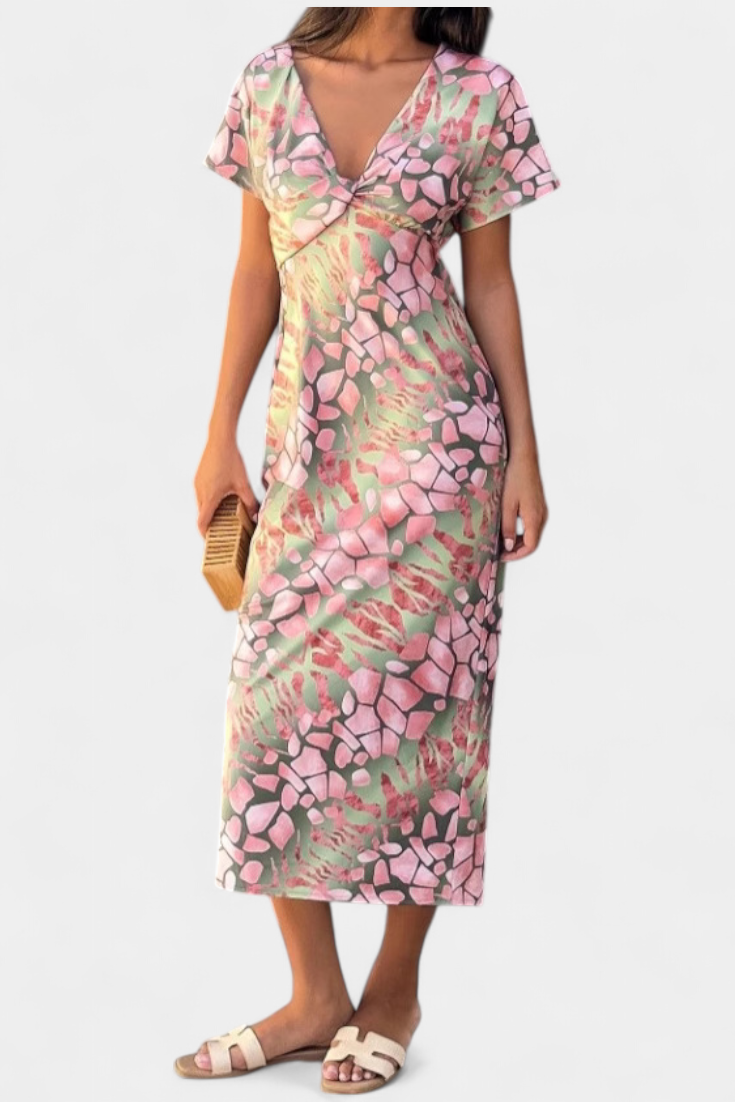 Robe Triana avec Imprimé Abstrait et Décolleté en V