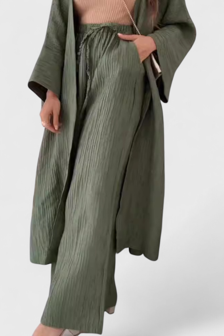 Ensemble Décontracté Caspian de Deux Pièces avec Kimono Long