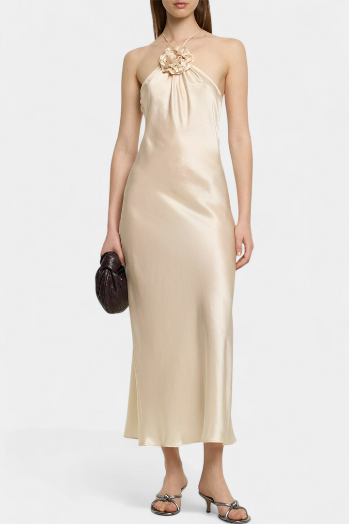 Robe Midi Halter Elvera avec Rosettes