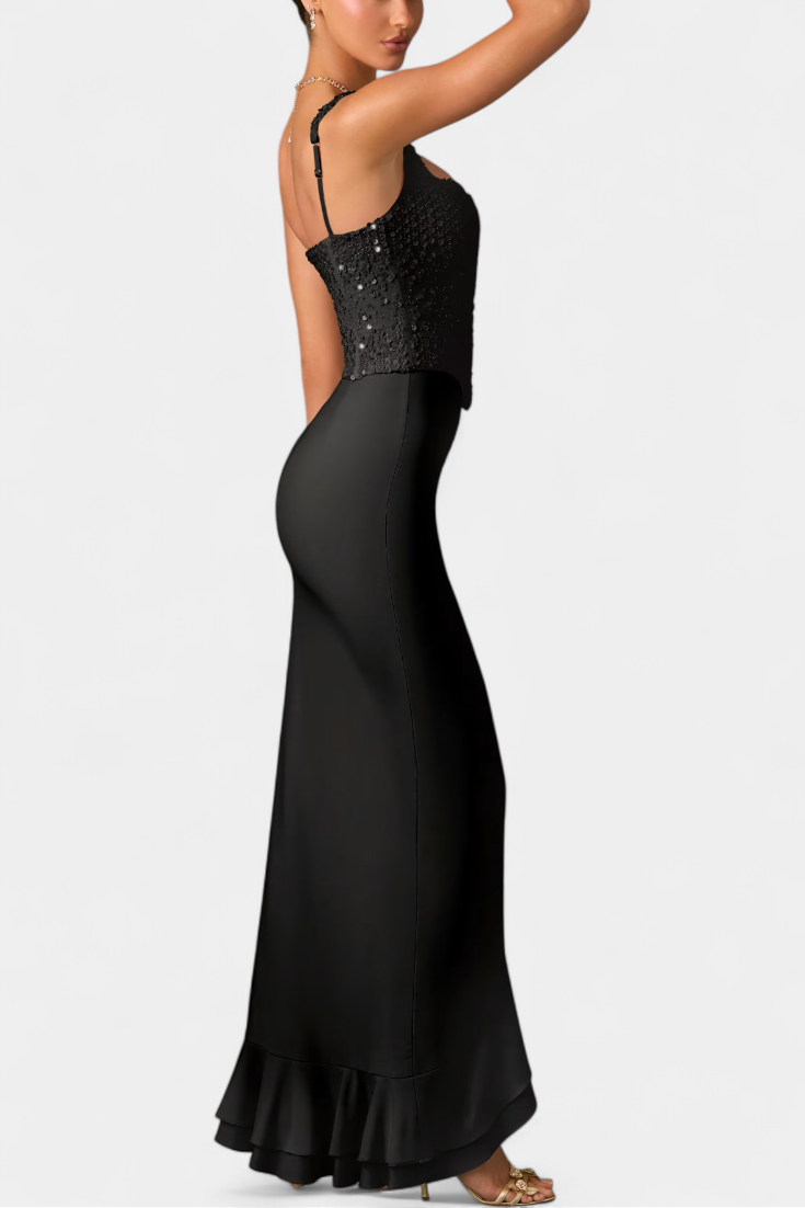 Cindy Robe Midi Corset avec Volants Asymétriques