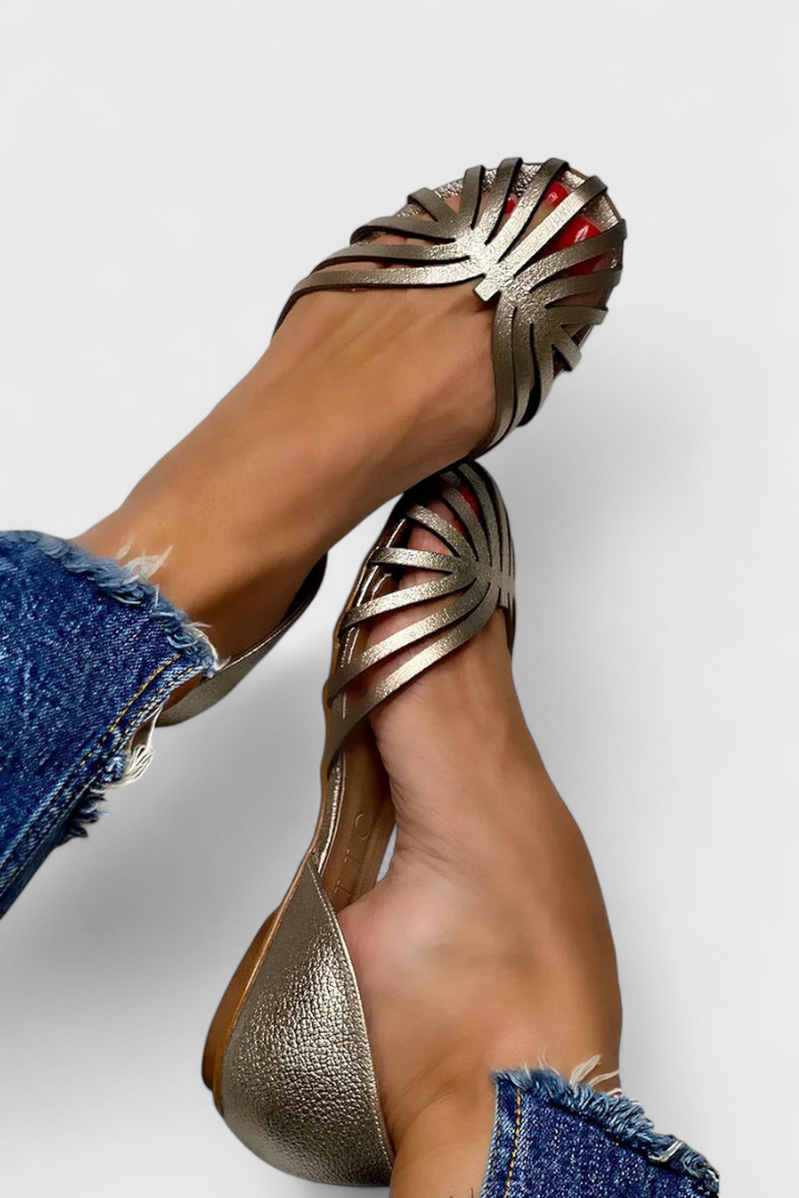 Ballerines Jolien Lucy en Cuir avec Fini Brillant et Bout Rond