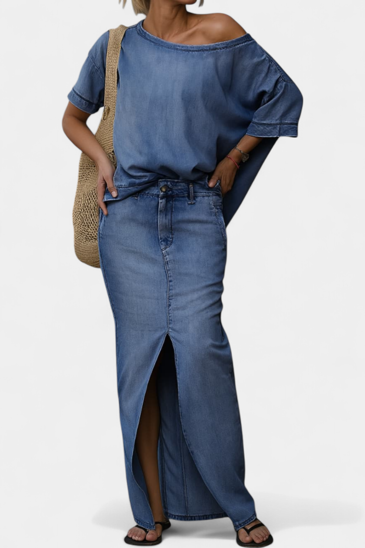 Ensemble Apolonia en Jean Asymétrique avec Ouverture Élégante