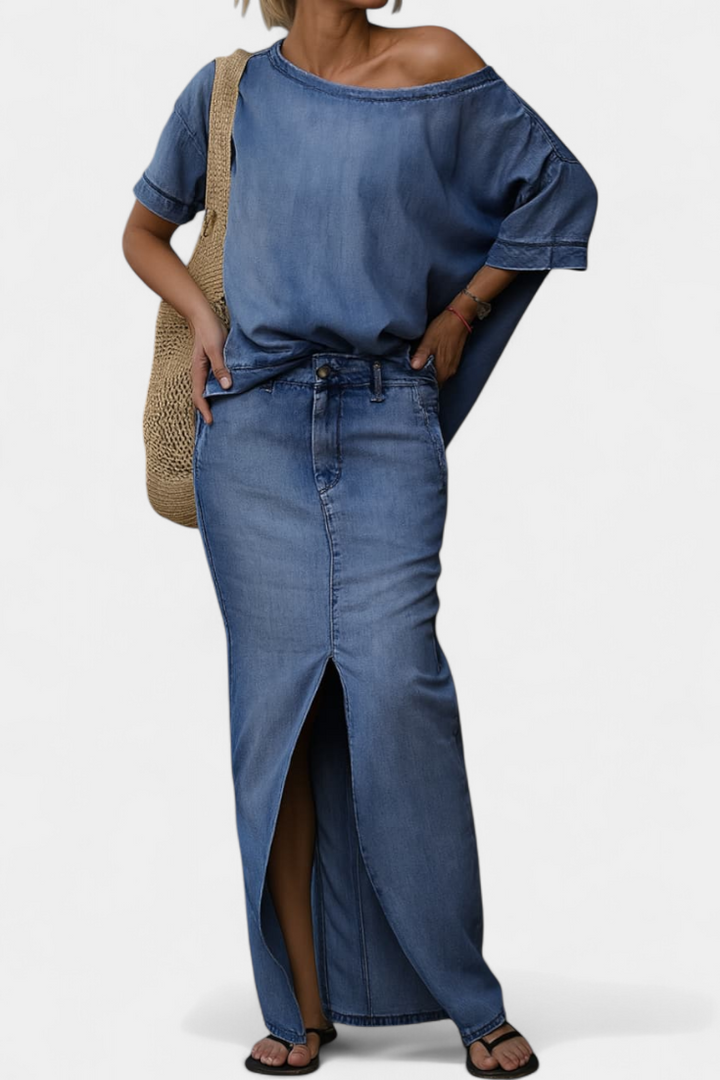 Ensemble Apolonia en Jean Asymétrique avec Ouverture Élégante