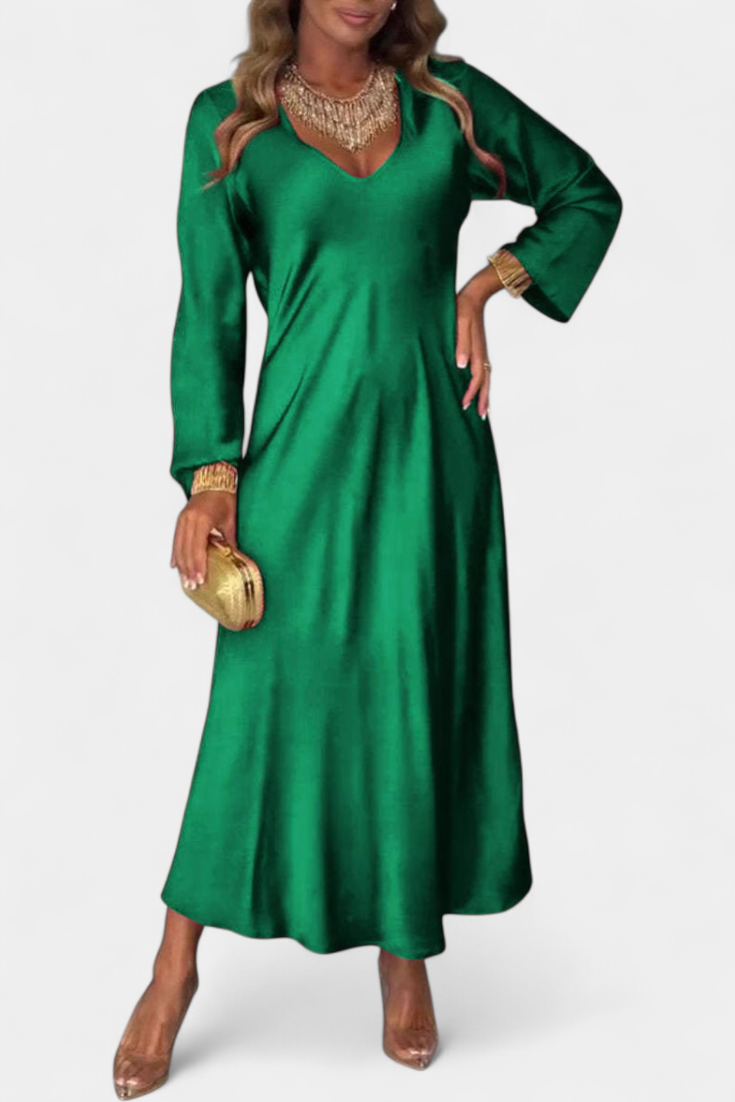 Riva Robe Fluide avec Décolleté en V et Manches Longues