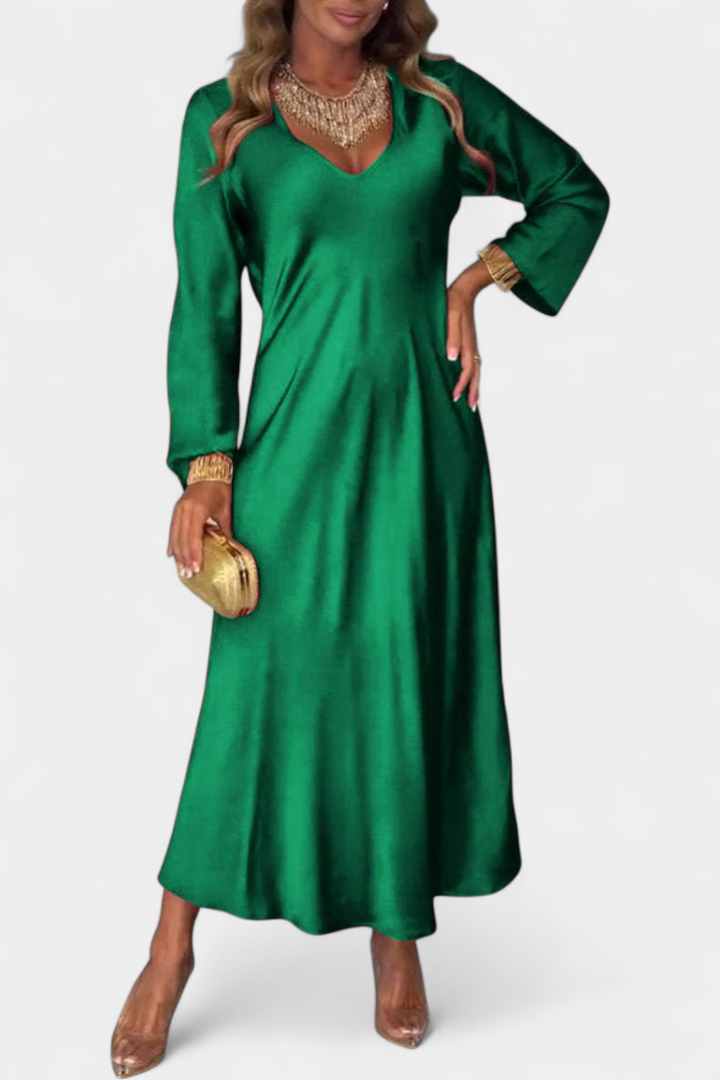 Riva Robe Fluide avec Décolleté en V et Manches Longues