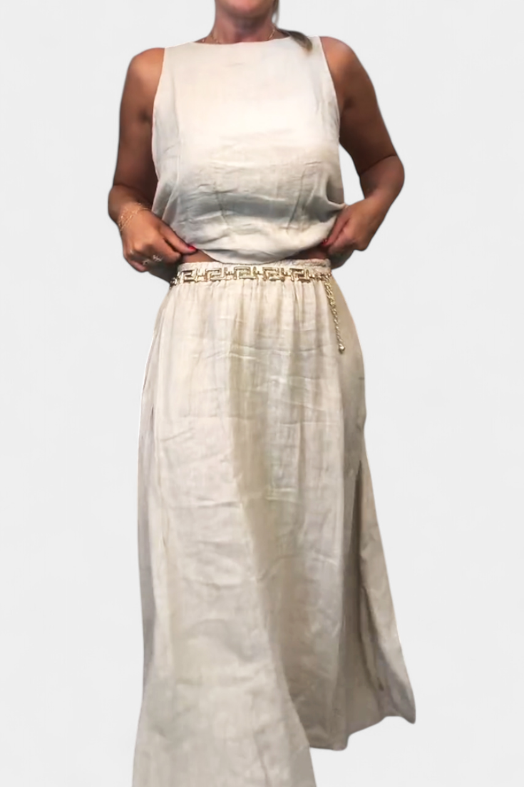 Ensemble Meliora en Lin et Coton avec Gilet Sans Manches et Jupe