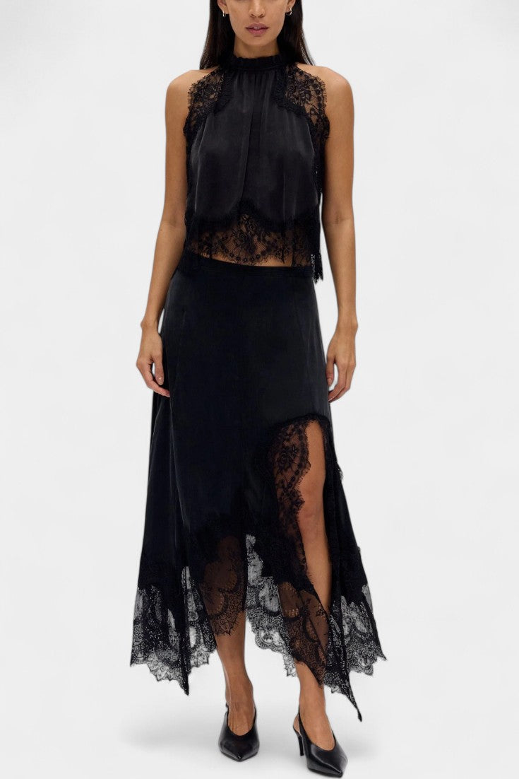 Coralena Ensemble de Jupe Midi en Dentelle avec Ourlet Asymétrique
