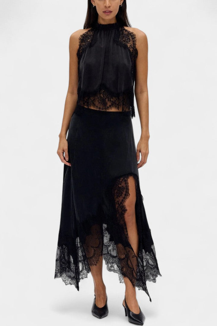 Coralena Ensemble de Jupe Midi en Dentelle avec Ourlet Asymétrique