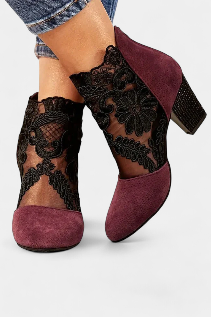 Alaine Talons Blancs avec Dentelle Florale