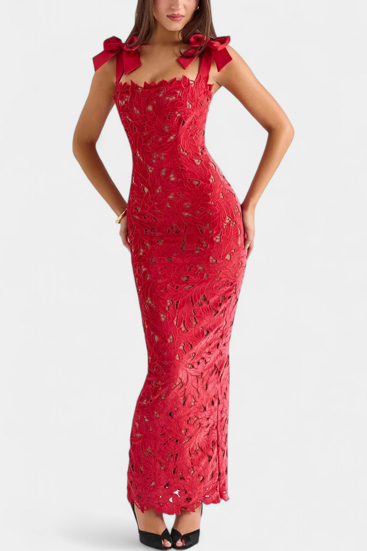 Vasanta Robe Longue Festive avec Bretelles en Nœud