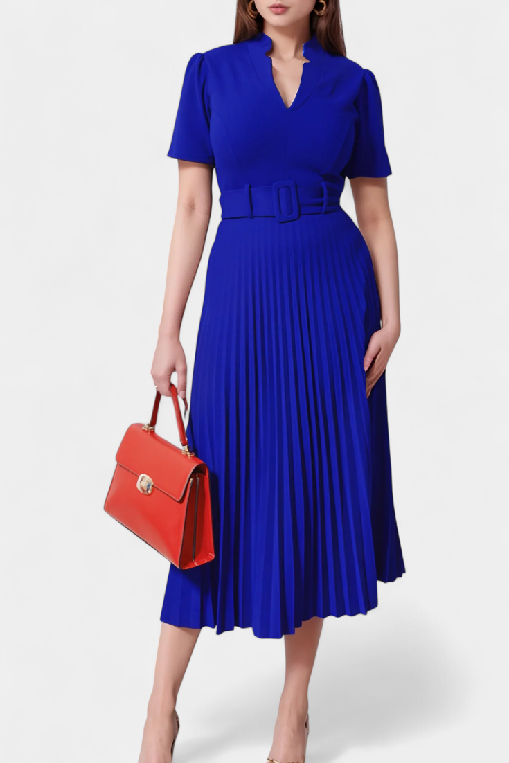 Seliora Robe Midi de Travail avec Ceinture et Plis
