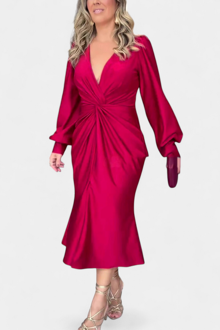 Alouette Robe Longue à Manches Longues avec Col en V
