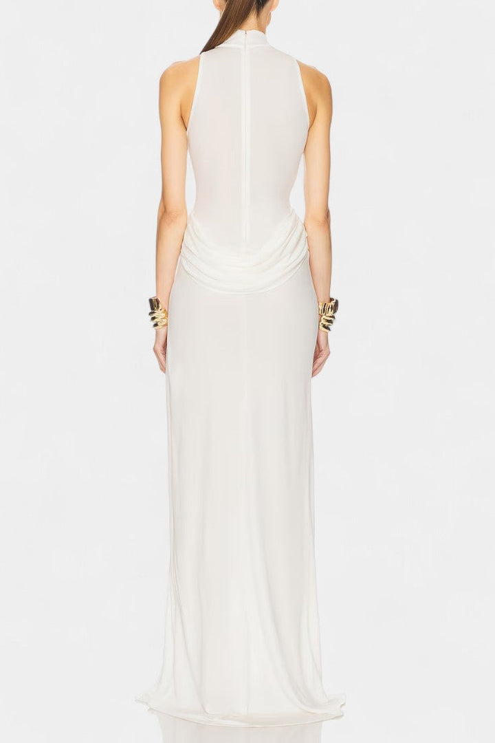 Robe Maxi Drapée Duchess avec Fente Latérale