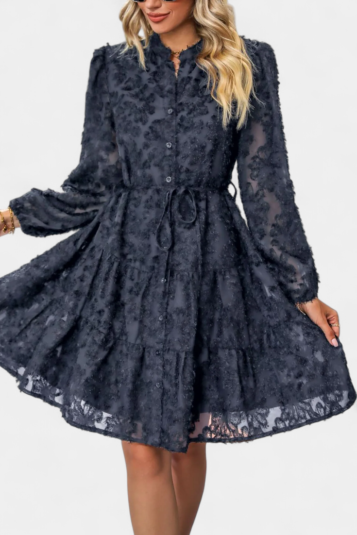 Robe Chemise Soreia à Boutons avec Manches Longues Texturées