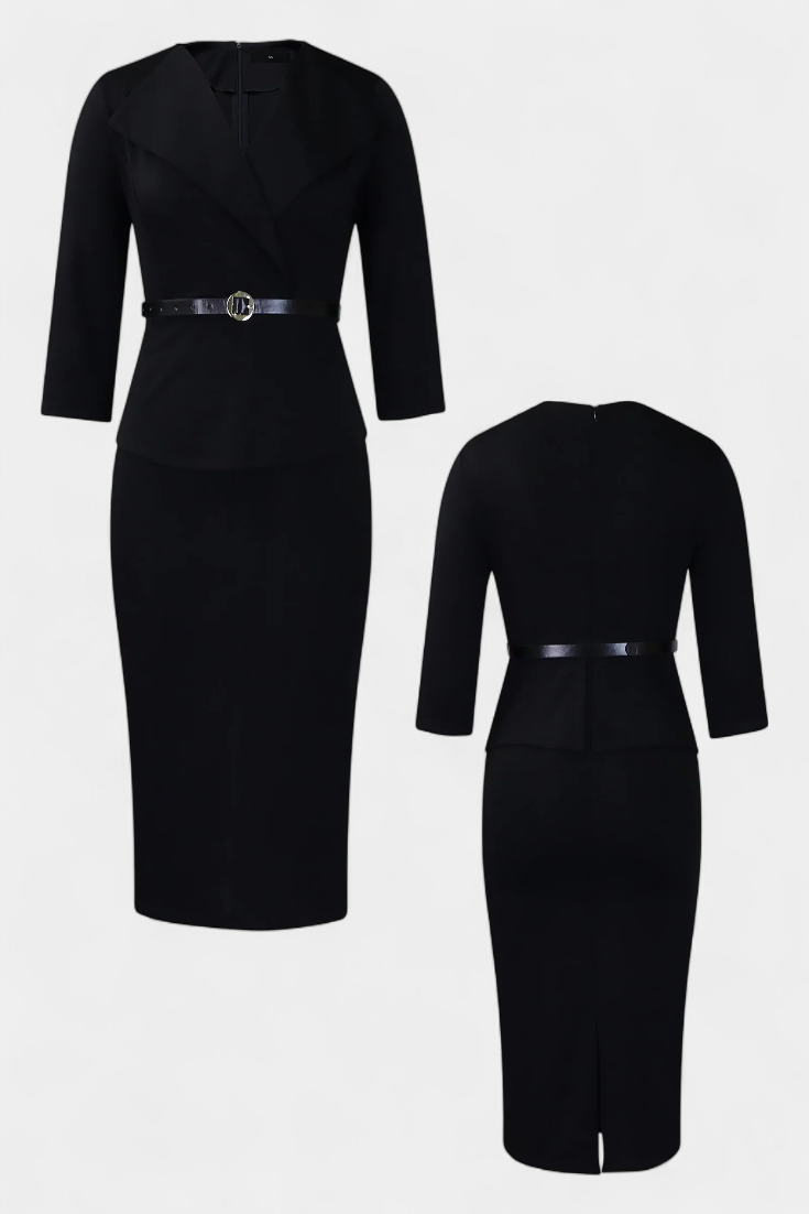 Robe Midi Ajustée Palamos avec Ceinture