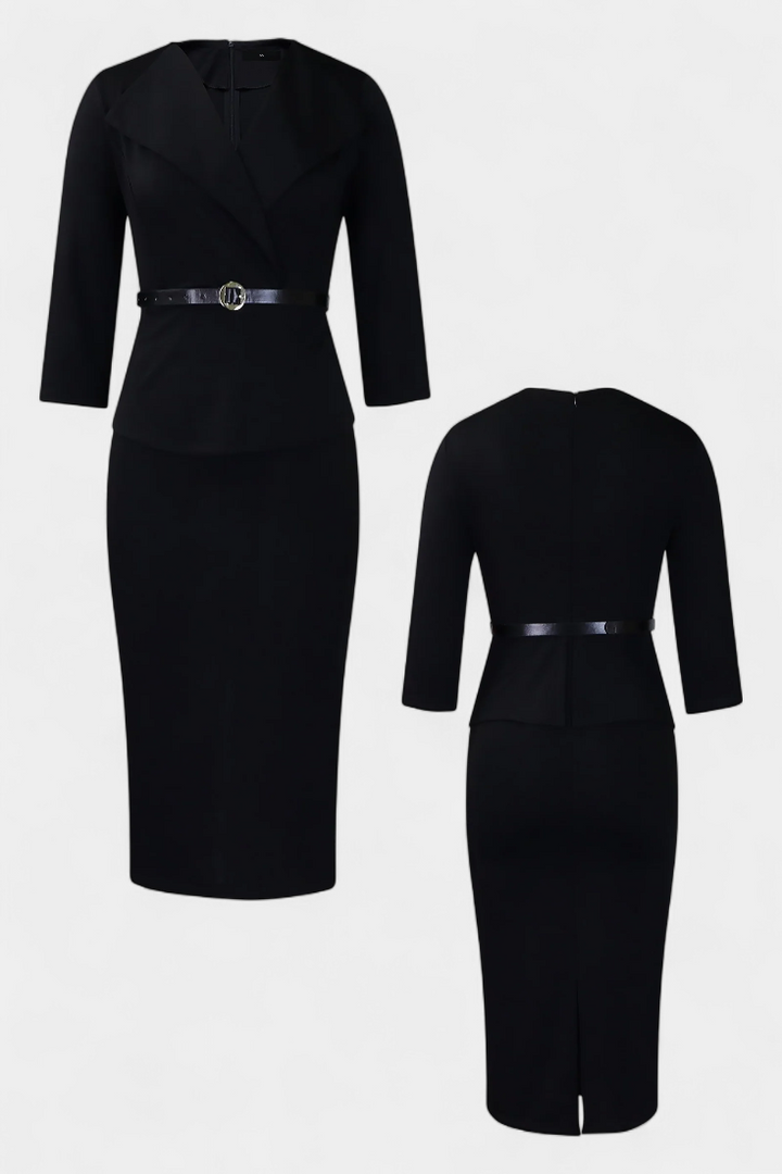 Robe Midi Ajustée Palamos avec Ceinture