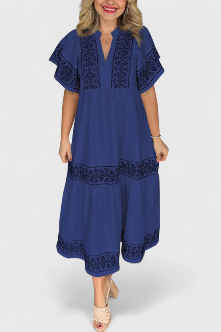 Robe Maxi Boho Allona avec Décolleté en V et Coupe Relaxée