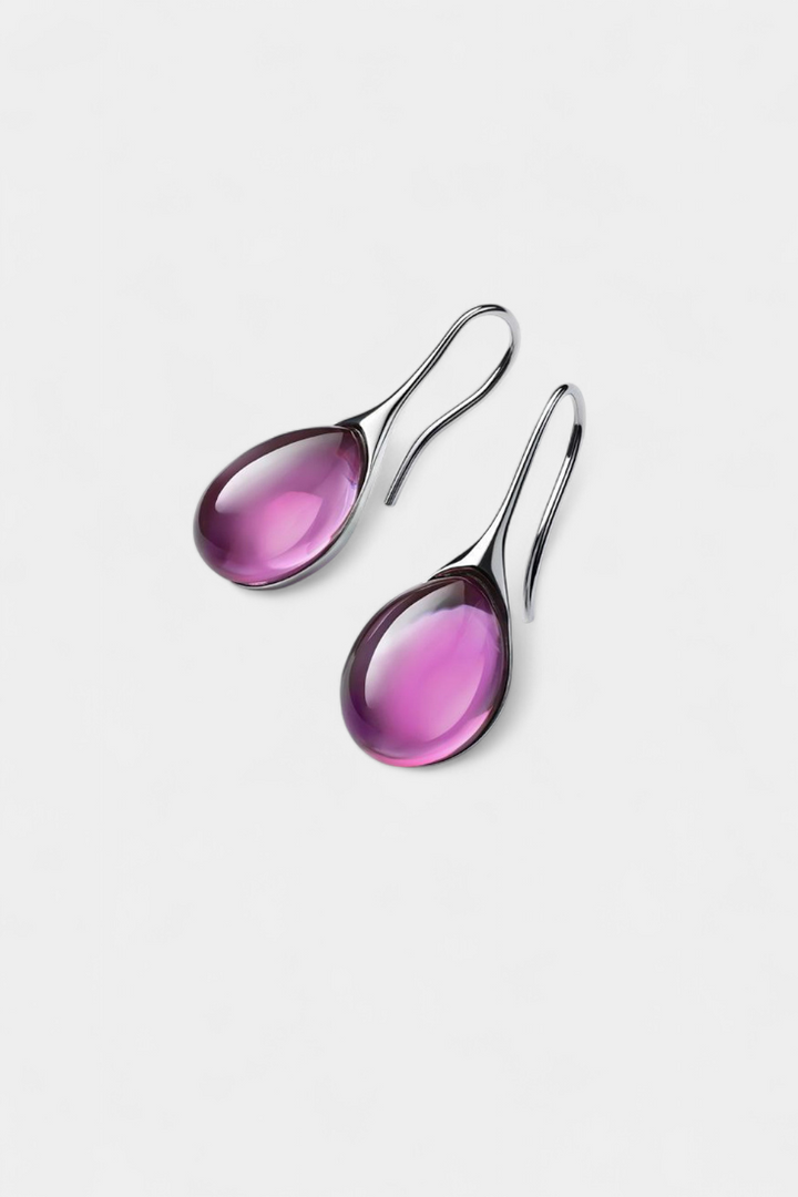 Boucles d'Oreilles en Goutte de Cristal en Or et Argent