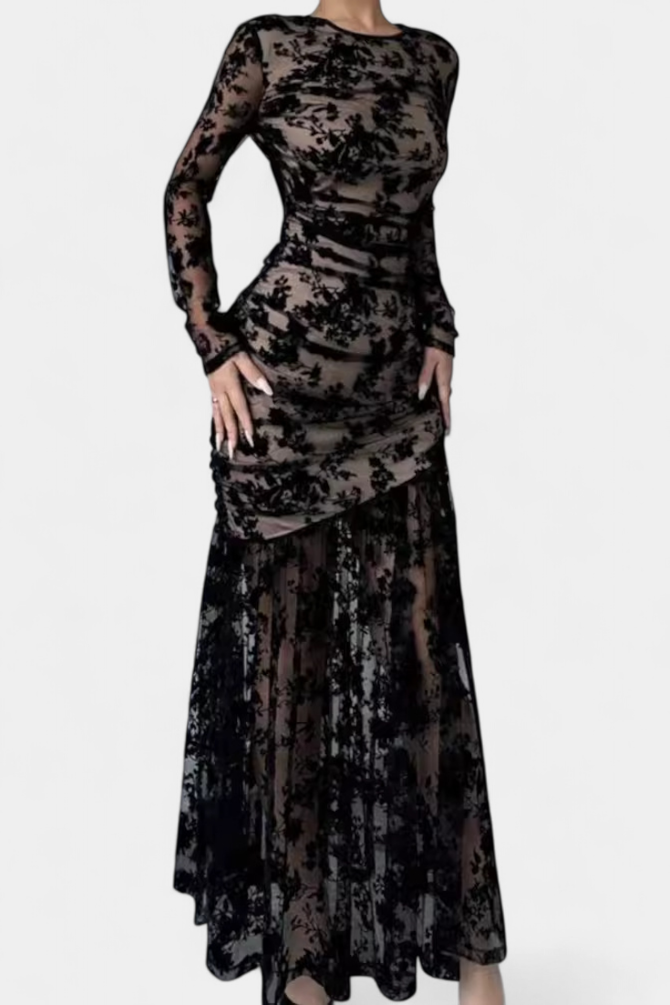 Robe Longue Florale Alvana à Col Rond