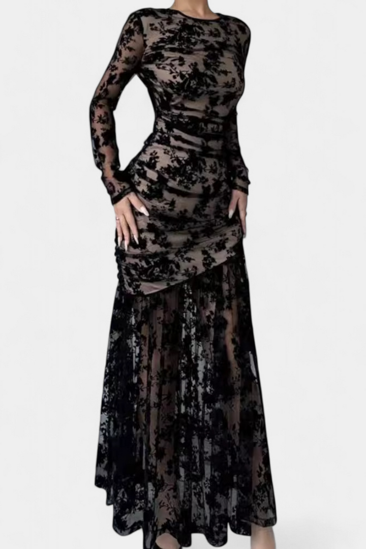Robe Longue Florale Alvana à Col Rond
