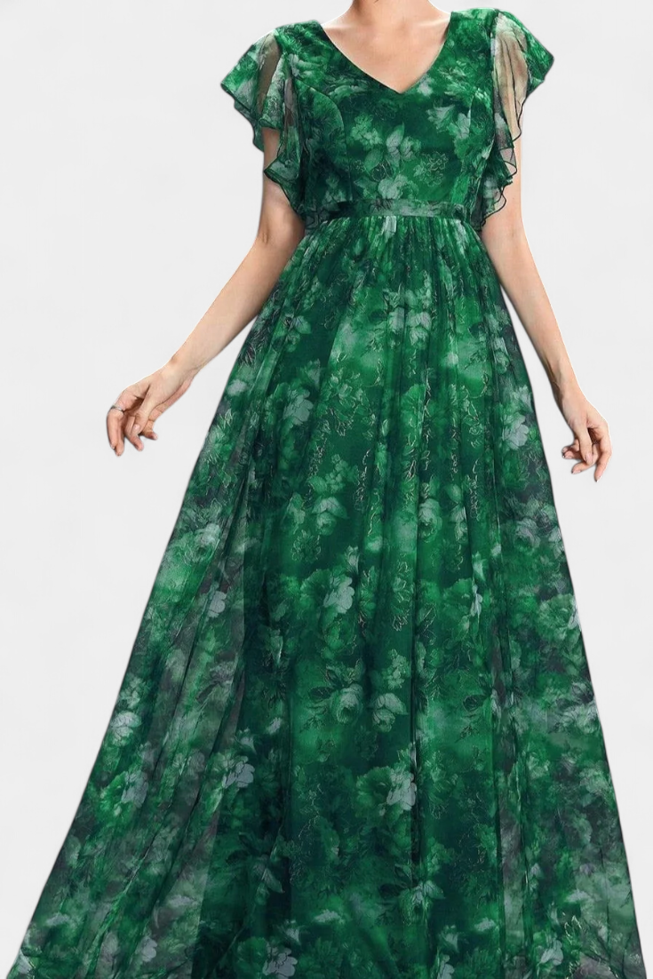 Robe Longue Aérée en Chiffon avec Imprimé Floral Mariana