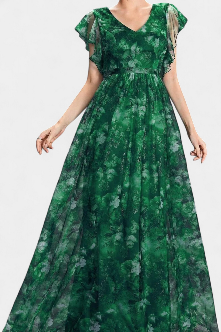 Robe Longue Aérée en Chiffon avec Imprimé Floral Mariana