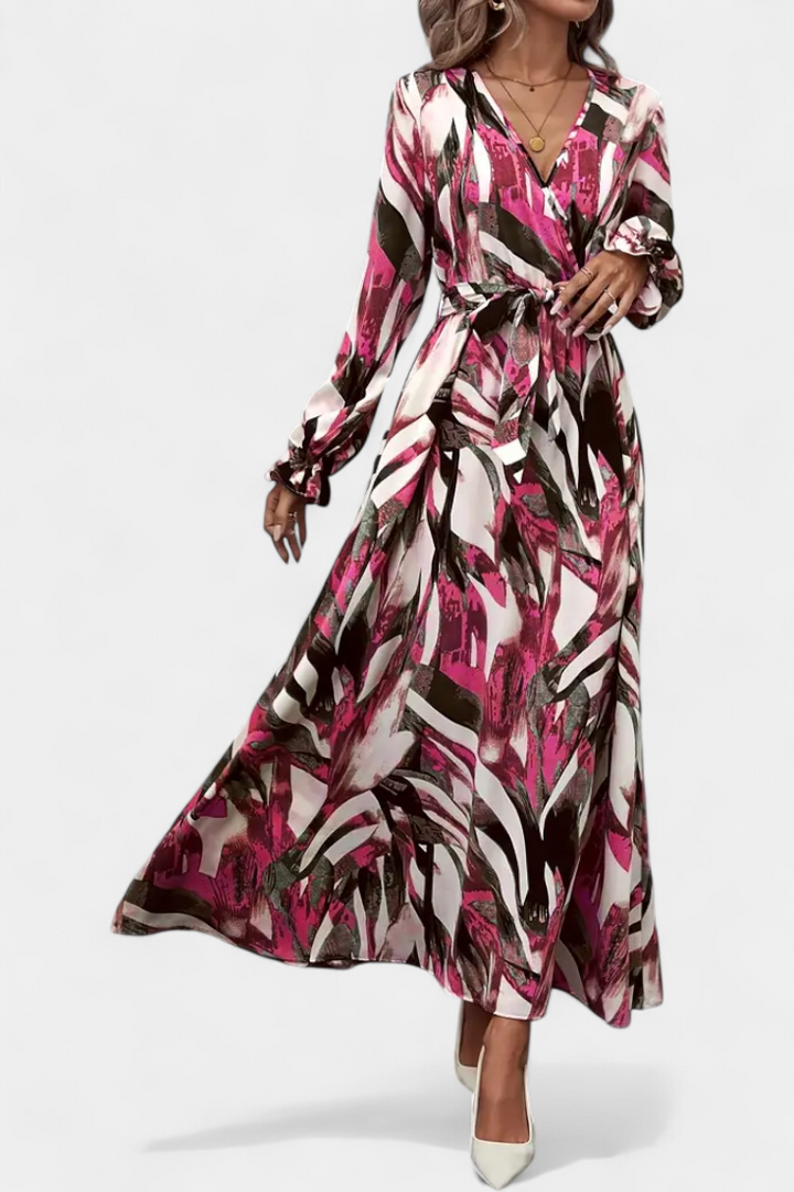 Robe Longue à Manches Longues Basel avec Décolleté en V