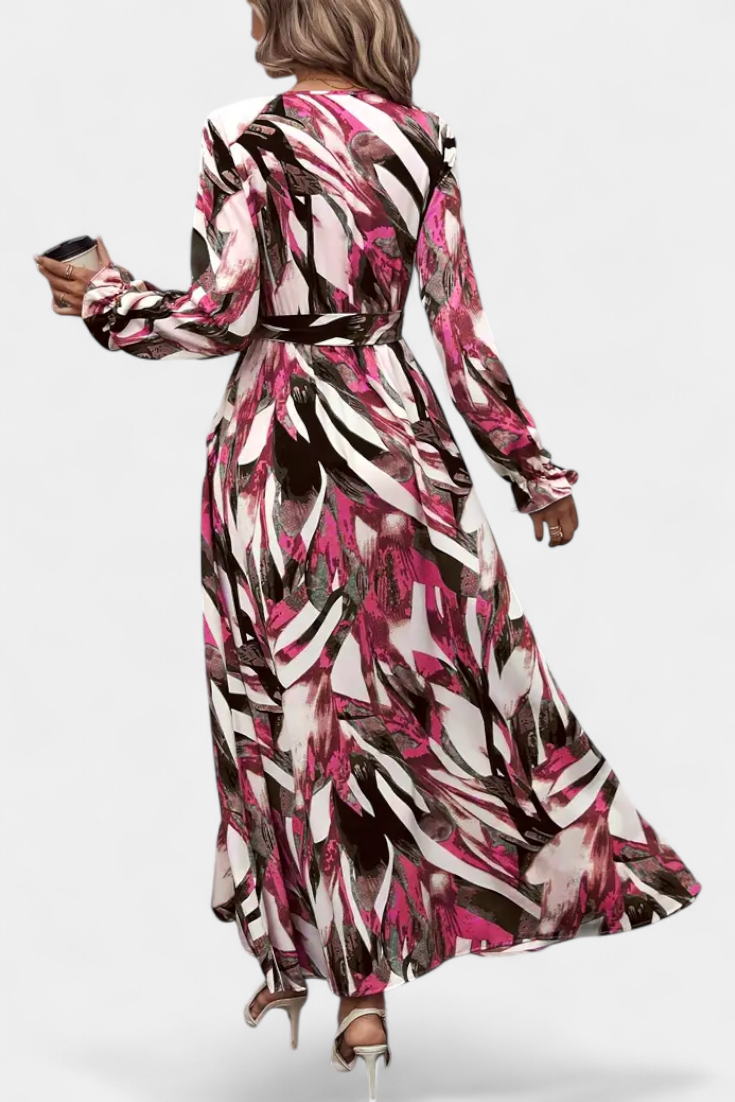Robe Longue à Manches Longues Basel avec Décolleté en V