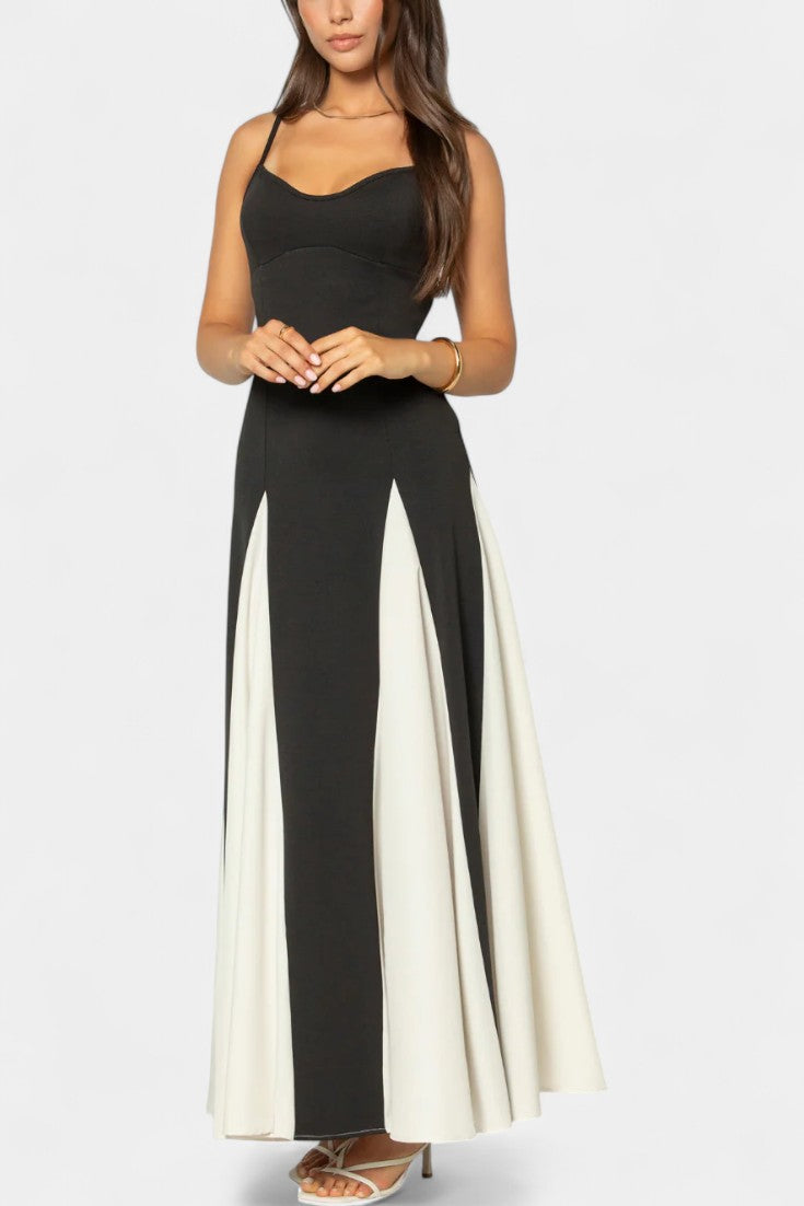 Robe Maxi Bicolore Catalina à Bretelles Fines
