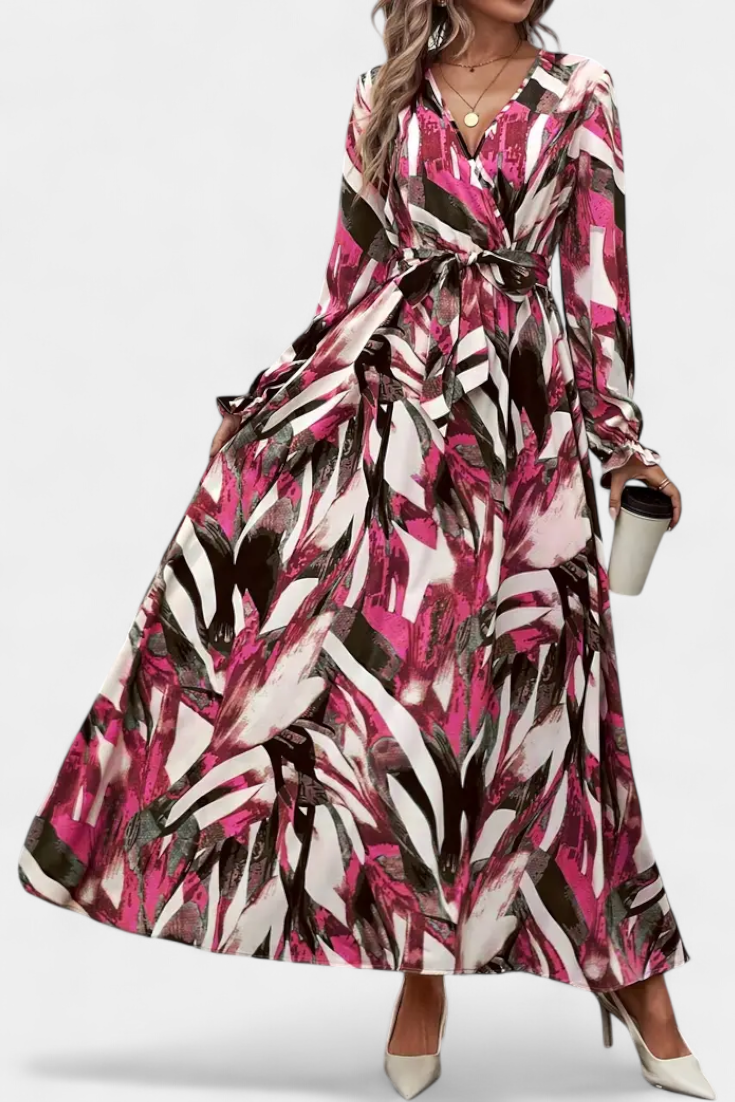 Robe Longue à Manches Longues Basel avec Décolleté en V