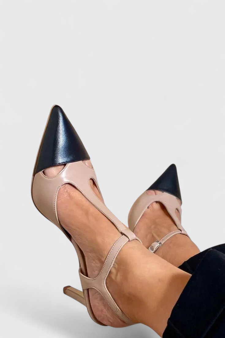 Letitia Talons Aiguilles avec Bout Pointu et Bride en T Color Block