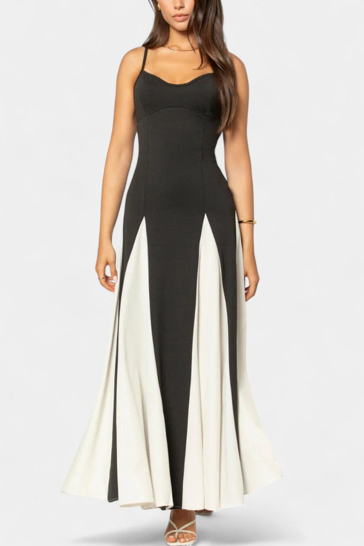 Robe Maxi Bicolore Catalina à Bretelles Fines