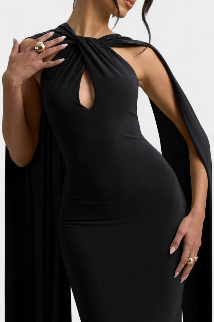 Robe Maxi Faffienia avec Décolleté Halter et Découpe en Forme de Clé