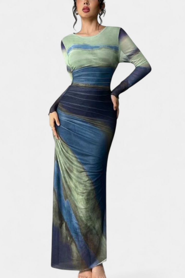 Galene Robe Midi Ajustée avec Cape