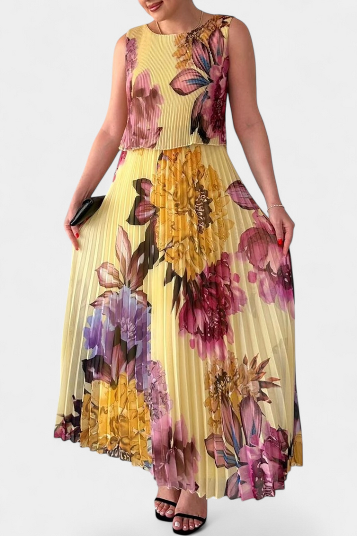 Robe Longue en Chiffon Plissé Shaya