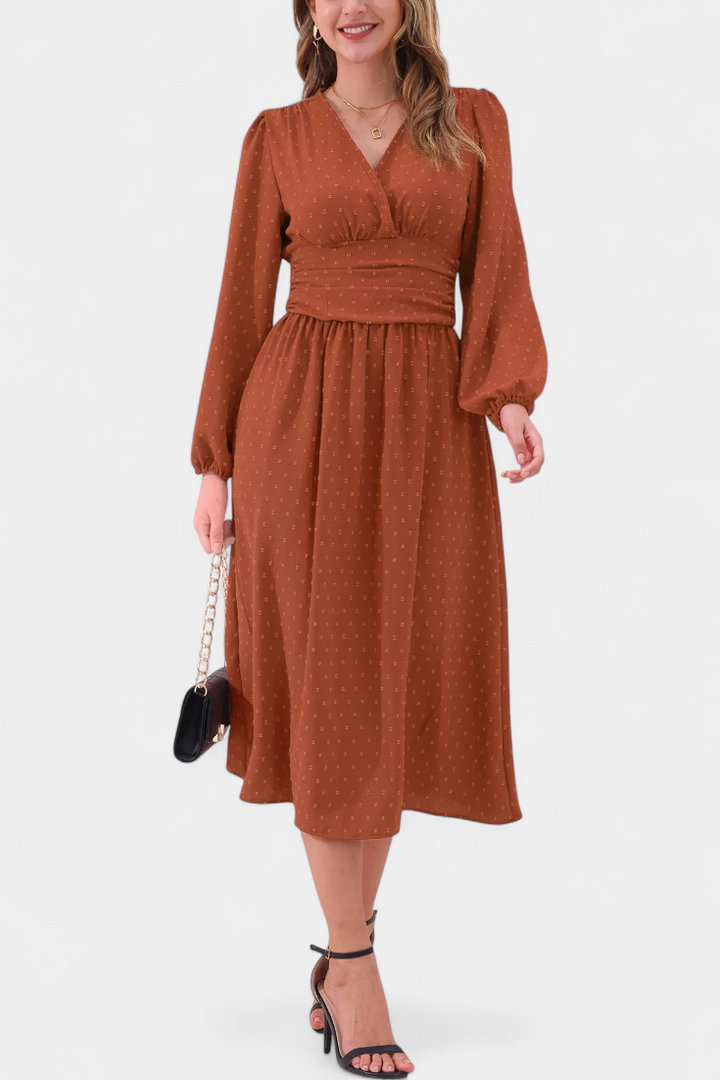 Faela Robe Midi de Bureau à Pois Suisses