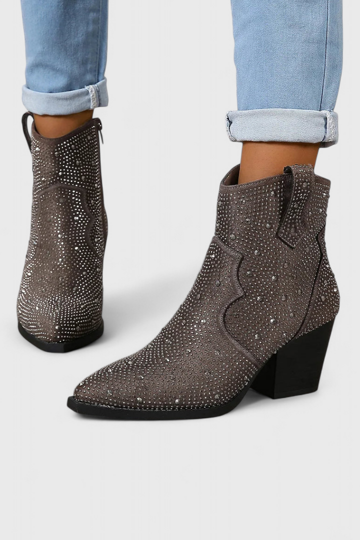 Bottes Élégantes Berenice avec Patchwork et Fermeture Éclair Latérale