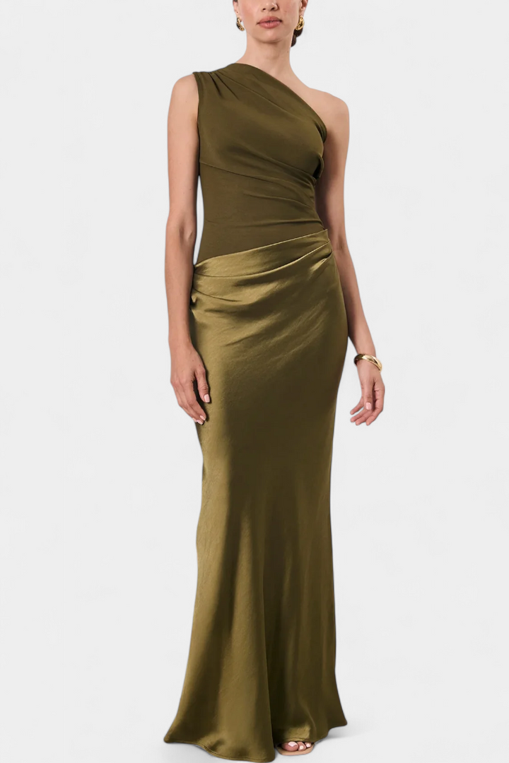 Robe de Soirée Longue Plissée Ottavia avec Décolleté Une Épaule