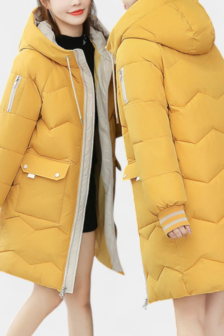 Belle Veste d'Hiver avec Fermeture Éclair et Capuche