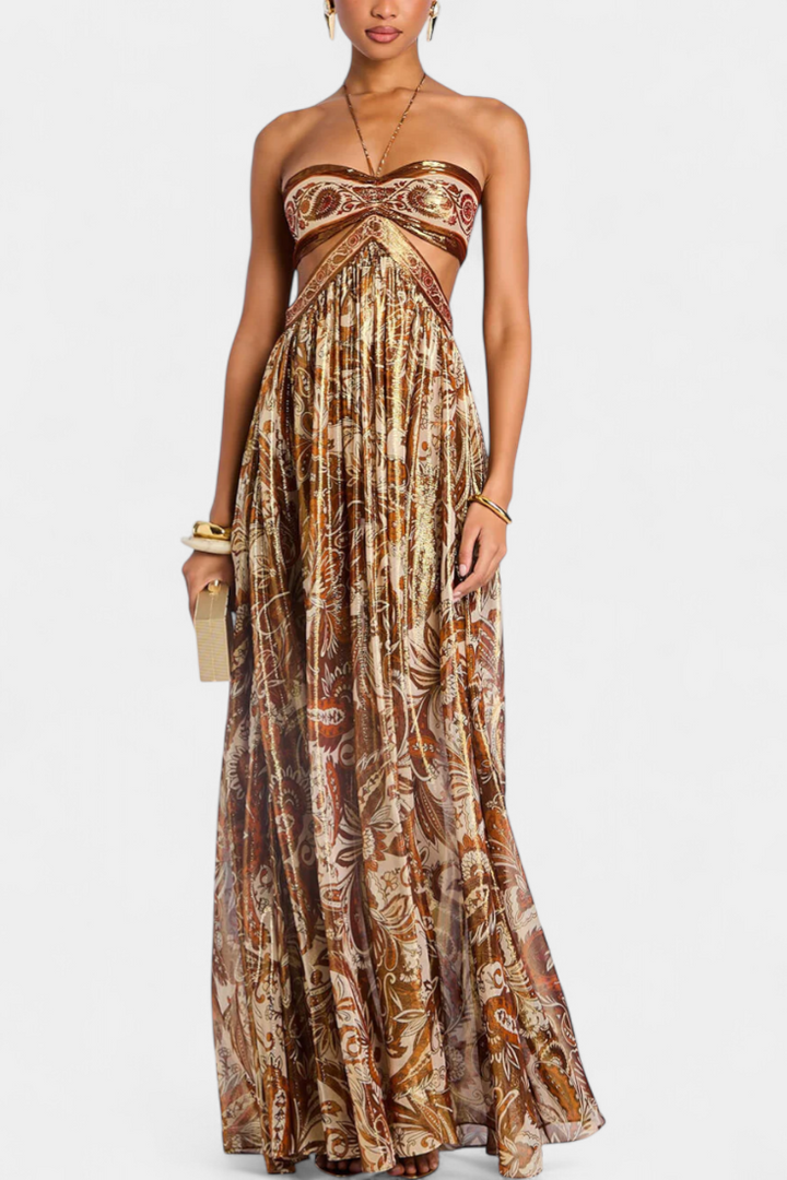 Robe Maxi Tasha à Dos Nu et Détails Découpés