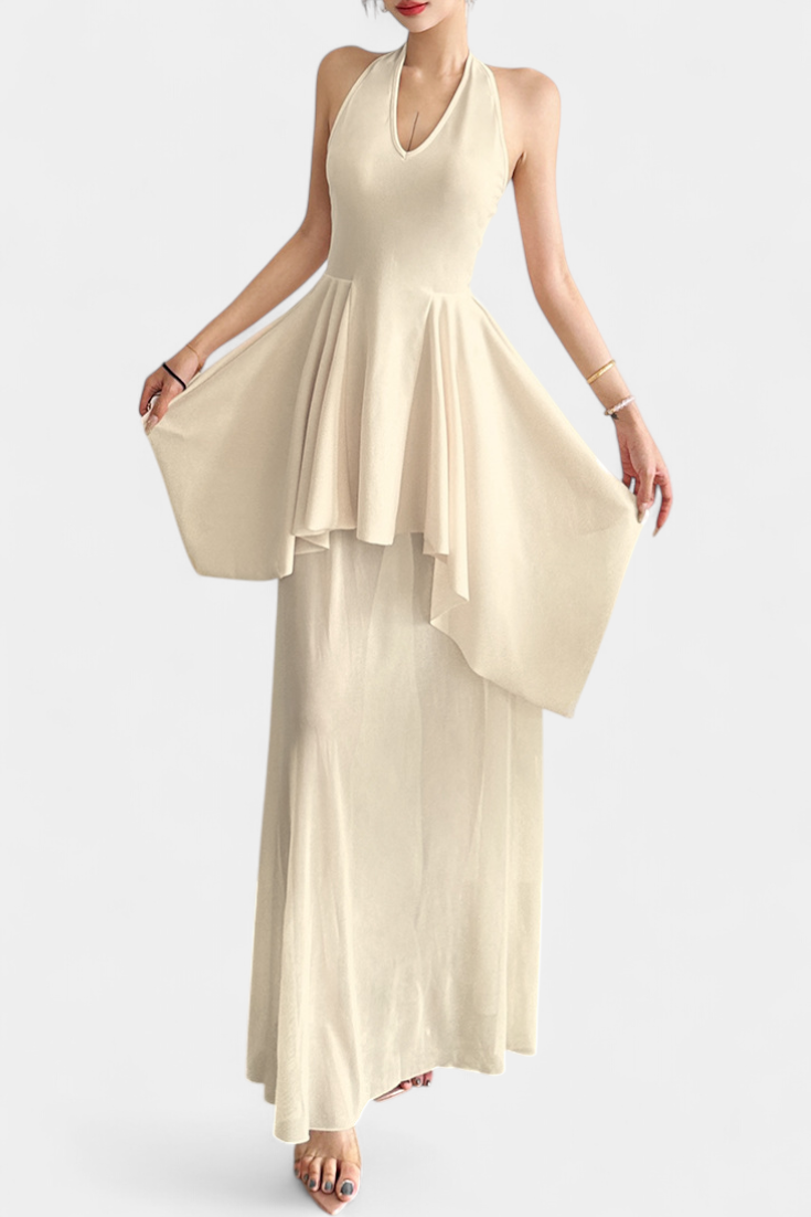 Hollis Robe Longue avec Décolleté Halter et Dos Nu