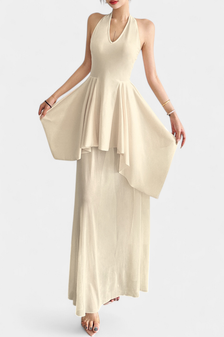 Hollis Robe Longue avec Décolleté Halter et Dos Nu
