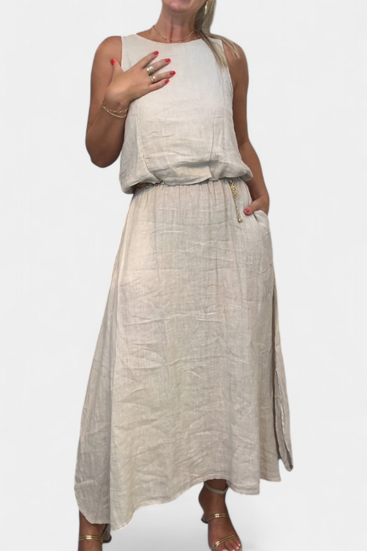 Ensemble Meliora en Lin et Coton avec Gilet Sans Manches et Jupe